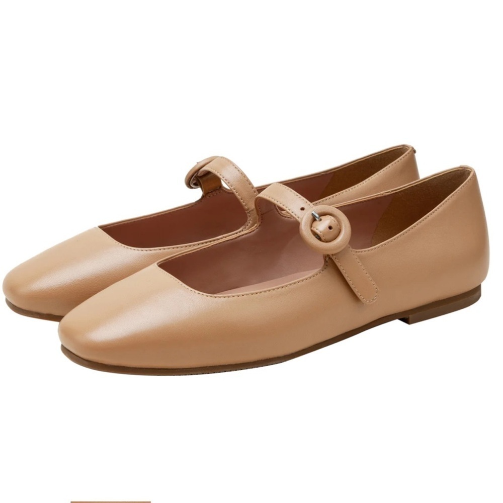 LINEA Paolo MARLEY Mary Jane Ballet Flats Desert Nappa Size 7 Neutral Preppy